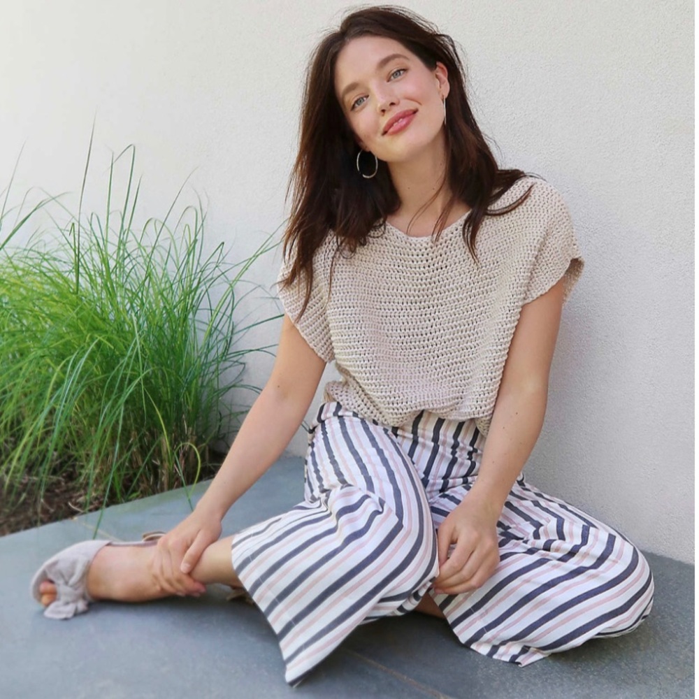 LOFT NWT Open Stitch Sweater Tee Cream Sm (fits M)